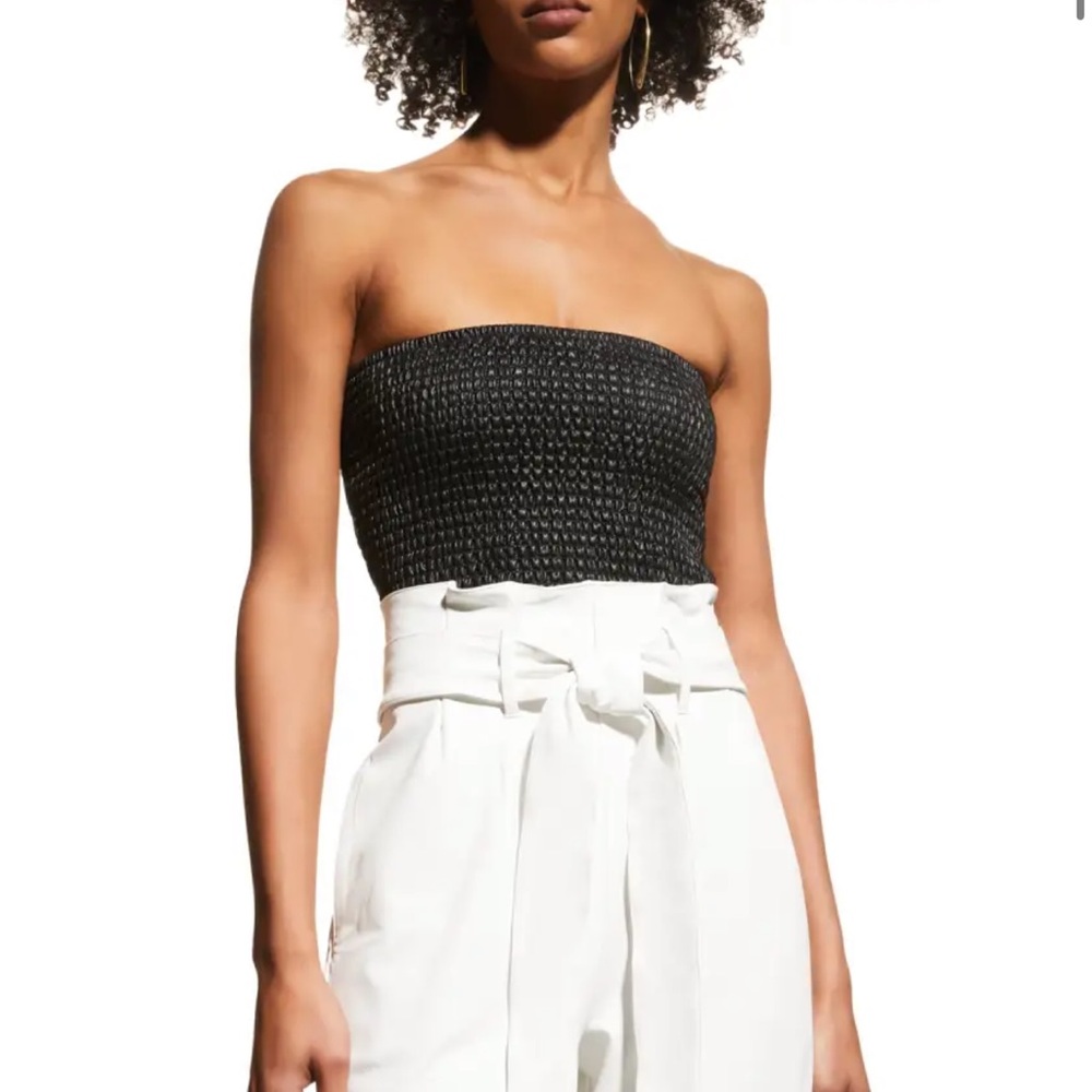 Commando Black Faux Leather Smocked Tube Top M
